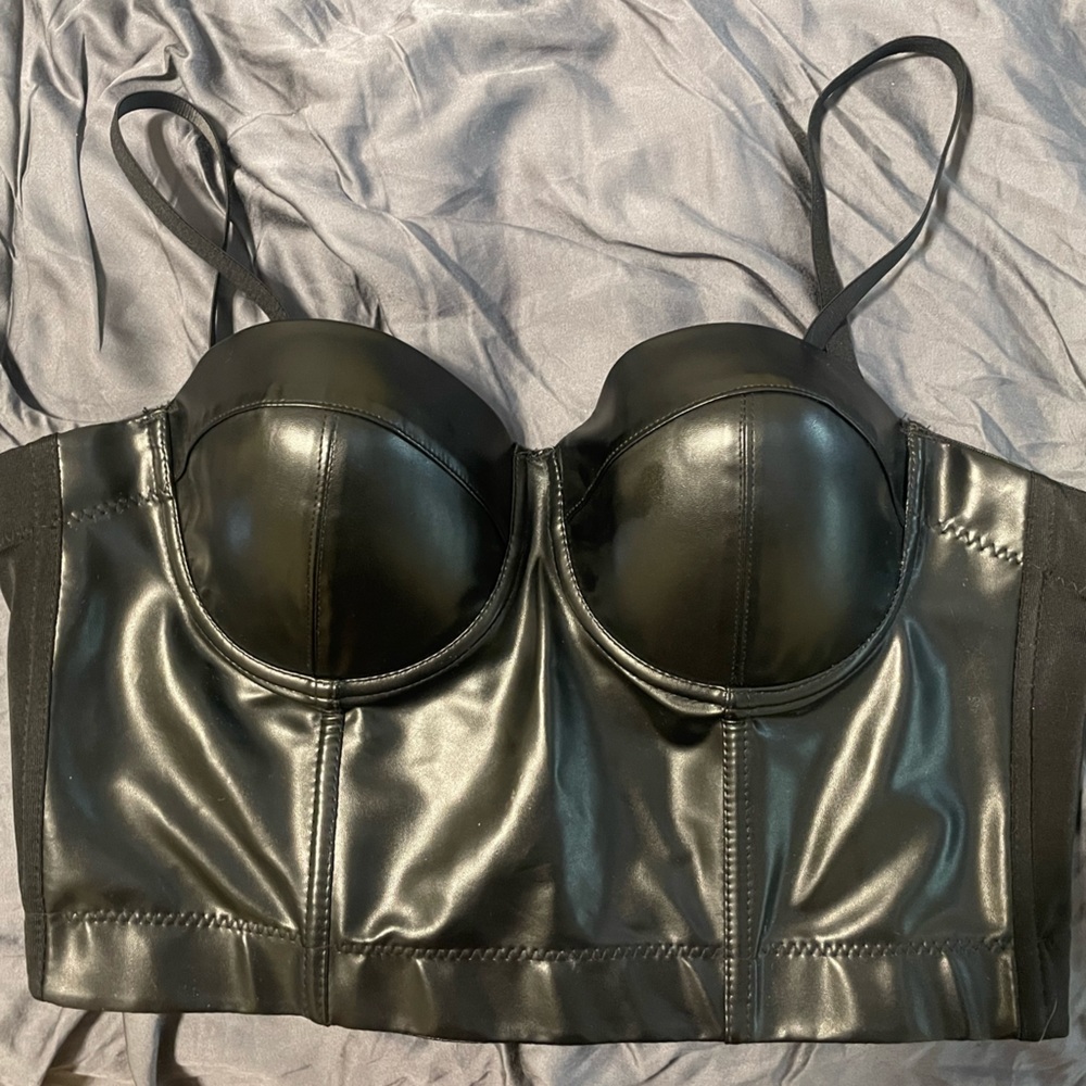 Black Pleather Punk Rock Corset